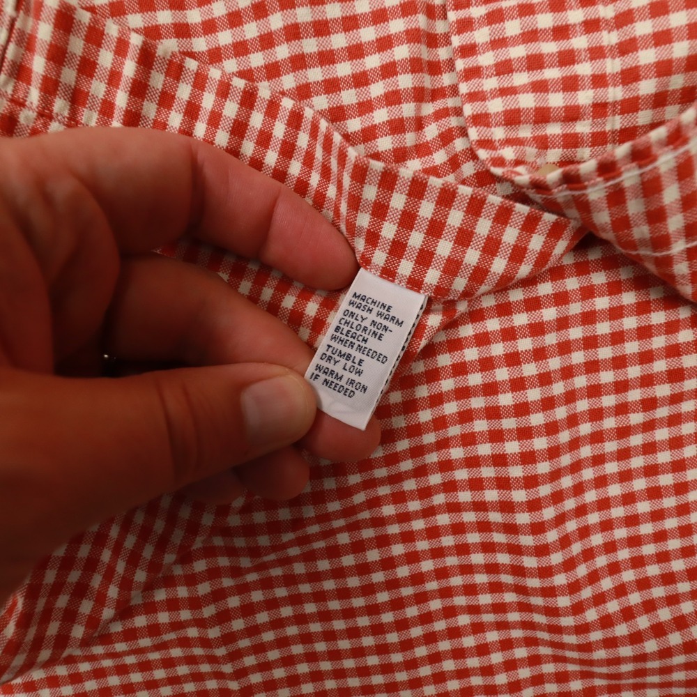 Ralph Lauren‎ Orange Custom Fit Gingham Check Button Up Shirt Men's size Small - Picture 8 of 8